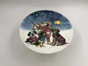 Royal Worcester Porcelain 9.5in Christmas Dogs Cake Plate Stand CC02B50035