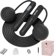 Cordless Jump Rope with Counter - Ropeless Jump Rope 2 in 1 with Large Cordless