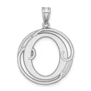 Sterling Silver Rhodium-Plated Fancy Script Letter O Initial Pendant