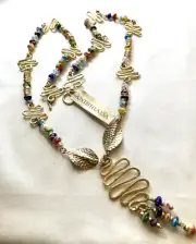Wrapped Italian Millifiore Wire Links-Gold Wire Storm Beads Necklace NWT CLASSIC