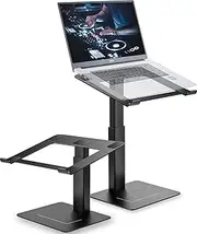 [supamir] Adjustable Laptop Stand for Desk, DJ Laptop Riser, Standing Desk Converter, Support Working on Computer Standing, Compatible with MacBook, Dell, HP and All 13"-16.5" Notebooks, Classic Black