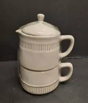 Tea Pot and Mug Set For One Hearth & Hand Cream Joanna Gaines Magnolia Coffee