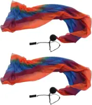 Oshhni Pair Smooth Veil Poi Thrown Balls Imitated Silk Belly Dance Performance