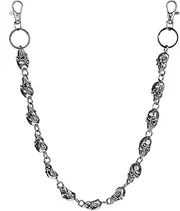 Tucnoeu Men's Trouser Chain, 55 cm Skull Chain, Belt Chain for Jeans, Biker, Punk, Gothic, Anti-Theft Wallet Chain, S, Zinc