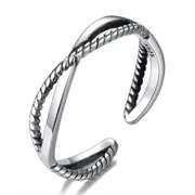 3PCS Silver plating Ring Fashion Woman Jewelry Retro Simple Adjustable Interwoven Hollow Ring