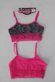 NEW Lot 2 Sweet n Sassy Girls Sports Bras Size S / M Pink Black Lace Underwear