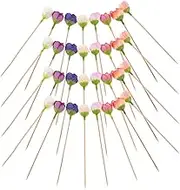 CAXUSD 30pcs Rose Bud Cocktail Picks Decorative Bamboo Toothpicks for Parties Weddings and Events Safe Food Picks for Appetizers Desserts and Drinks