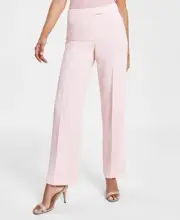 NEW Anne Klein - Women's Solid Mid-Rise Bootleg Ankle Pants - Cherry Blossom