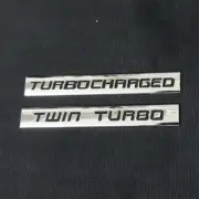 1PC TURBOCHARGED + 1PC TWIN TURBO Black Metal Sticker Badge Emblem Decal AWD Car (for: Porsche)