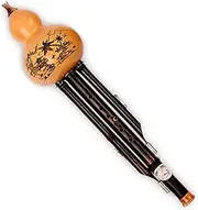 Hulusi Instrument Natural Gourd Flute Double-Tuned Detachable Hulusi Flute for Students and Beginners Calabash Flute