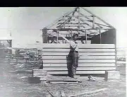 Naroghid Victoria 1926 - A man building a shed which was to house - Old Photo