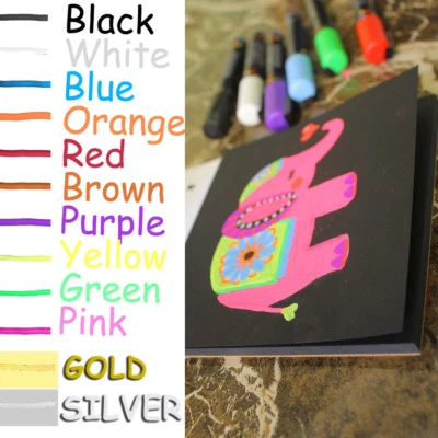 12 Color Liquid Chalk Markers (2 Tips) 6mm Erasable Chalkboard Pens for Kids Art