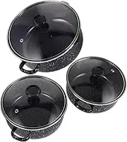 MOLUCKFU 1 set Enamel Cookware Cooking Pot with Lid Flat Bottom Design for Even Heating Easy to Clean for Dishes and Versatile Cooking Needs