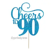 Cake Topper - Ninety - 90th - 20+ Colours - NEXT DAY POST - Cheers to 90