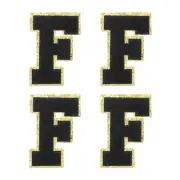 4Pcs Chenille Letter Patches Iron on Letter Patches Black F Alphabet Decorative