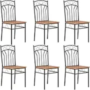 vidaXL Sleek Dining Chairs - Set of 6, Mid-Century Modern Design, Brown and Black, MDF and Steel Frame, Ergonomic Comfort