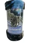WILD FRONTIER PLUSH THROW WILDERNESS WOLF PACK Blue