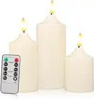 Flameless LED Candles 4" 5" 6" Set of 3, Battery Operated Candles with Remote Co
