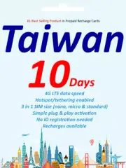 Taiwan Travel data SIM card 10 days Unlimited Data 4G