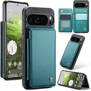[ELEPIK] for Google Pixel 9 Pro XL Case with Card Holder, Kickstand [4 Card/Cash Holder] [for Women & Men] [Durable PU Leather] Magnetic Wallet Phone Cover for Pixel 9 Pro XL, Fashion Green