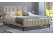 Istyle Modern Classic Alissa Double Fabric Bed Frame White Oak with Black Legs