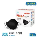 【天天】PM2.5 專業防霾口罩 黑色(B級防護 12入/盒)