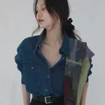 DENIM BLOUSE WOMEN 牛仔襯衫女2023早春秋新款韓版寬鬆時尚百搭港復古長袖襯衫外套潮