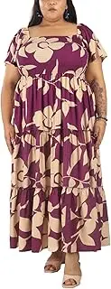 [Earthen Threads] Women's Plus Size Kaftan Dress with Smocking
