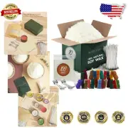 All-in-One Natural Soy Wax Candle Making Set - 10 lbs Wax, 100 Wicks, 24 Dyes