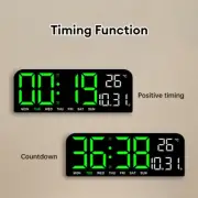 1x LED Large Digital Wall Clock Alarm Date Temperature Week Display Desk Clock