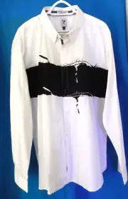 Marc Ecko Cut & Sew Button Up Shirt-2XL, black & white NWT $80