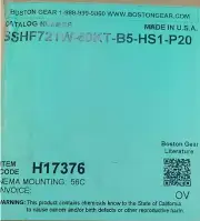 Boston Stainless Steel 60:1 56C 1.25" Hollow Bore - SSHF721W-60KT-B5-HS1-P20
