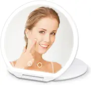 WEILY Make up Mirror with Lights, Handheld Mirror Mirror with 3 Color Lighting