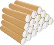 18 Pack Mailing Tubes with Plastic Caps, 2" X 12" Heavy Duty Cardboard Mailers P