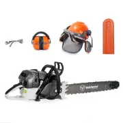 92cc G660 PRO Chainsaw With Glasses Hearing Hard Hat 28"Bar & Chain & Bar Cover