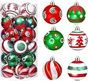 ZATMRA Christmas Ball Ornaments - 30pcs Shatterproof Plastic Hanging Ornaments, Multi Color, 2.36" for Christmas Tree Decoration