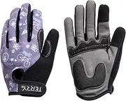 [TERRY] Full Finger T-Gloves for Women, Full Coverage Gel Padded Mesh Comfort, Touch Screen Compatible MTB Cycling Gloves