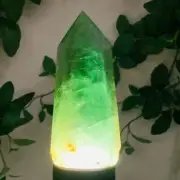 621g Natural Fluorite Crystal Obelisk Quartz Tower Healing Wand Point