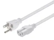 Monoprice Heavy Duty Power Cord 8ft White NEMA 5-15P 14AWG PCs Monitors Scanners