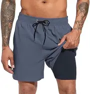 [Sovtemp] Men's Swim Trunks Quick Dry Beach Shorts with Compression Liner Swiming Shorts with Zipper Pockets