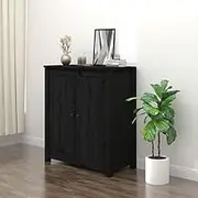 Dining Storage Sideboard Black 70x35x80 cm Solid Wood Pine