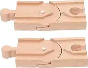 Vaguelly Wooden Train Track Set 2 Pieces Boys and Girls Toy DIY Scene Sturdy Wood Brain Development Fun Educational