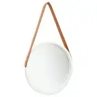 Wall Mirror with Strap 40 cm White Decorative Home Accent Modern Design 20360