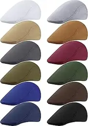 [Foaincore] 12 Pieces Newsboy Hat for Men, Flat Caps Bulk Driving Cabbie Hunting Hat, Assorted Colors