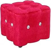 Foot Stool,Creative Solid Wood Square Stool Living Room Change Shoe Bench Home Sofa Stool Home Small Bench Footstool 35X35X25Cm,Practicalniture/Red