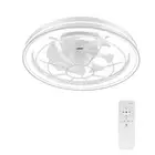 BICIK Flush Mount Smart White Invisible Blade Ceiling Fan w/ Light & Remote