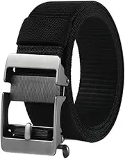 [Loamnta] Men's Adjustable Ratchet Belts,Reversible Belt Strap with Metal Buckle, Nylon Canvas Belt with Buckle Durable Breathable Waist Belt for Work Travel Outdoor Sports