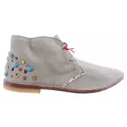 Women's Shoes Desert Boot YAB Clark Suede Grey Coloured Studs Made In Italy New