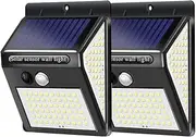 2 Pack High Brightness Solar Motion Sensor Light Outdoor, 270° Wide Angle/3 Modes/140 LED Solar Powered Security Lights Wireless IP 65 Waterproof Lights for Wall Deck Yard Garage Porch Garden Patio Fence
