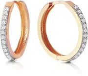 [Galaxy Gold GG] 14K Solid Rose Gold Hoop Huggie Earrings withDiamonds